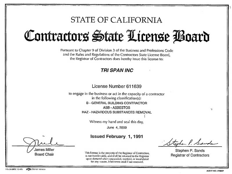 State of California Contractors State License Board